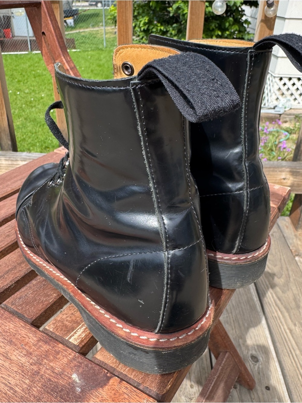 Vintage Dr. Martens 8-Eye Black Leather Cap Toe Boots | Men’s - Picture 7 of 9